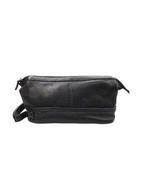 Mancini Buffalo Classic Toiletry Bag in Full Grain Leather, Black